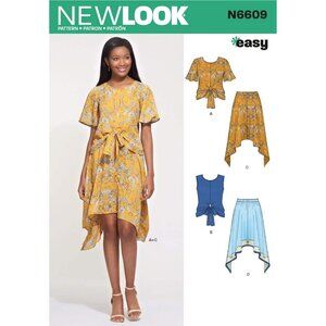 New Look N6609 Sewing Pattern Misses Top & Skirt Tie Belt Size 8-20